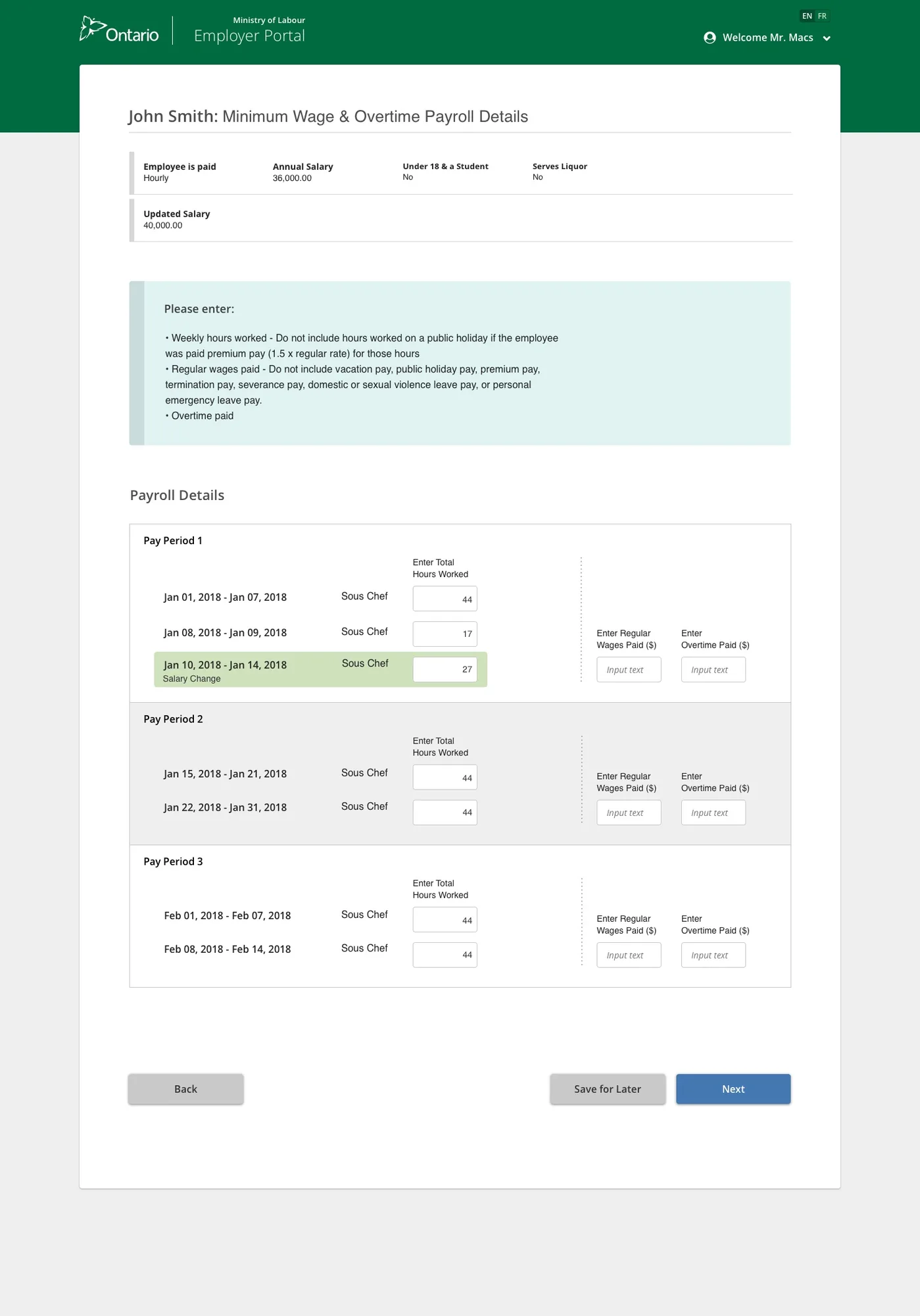 Employee info salary